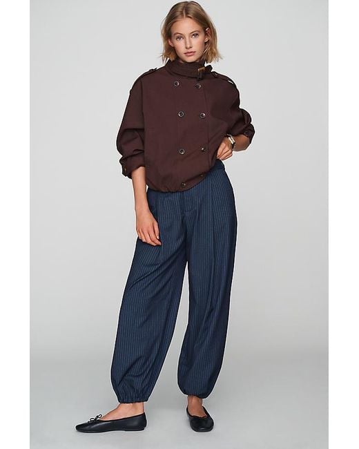 Maeve Blue Pinstripe Trouser Joggers