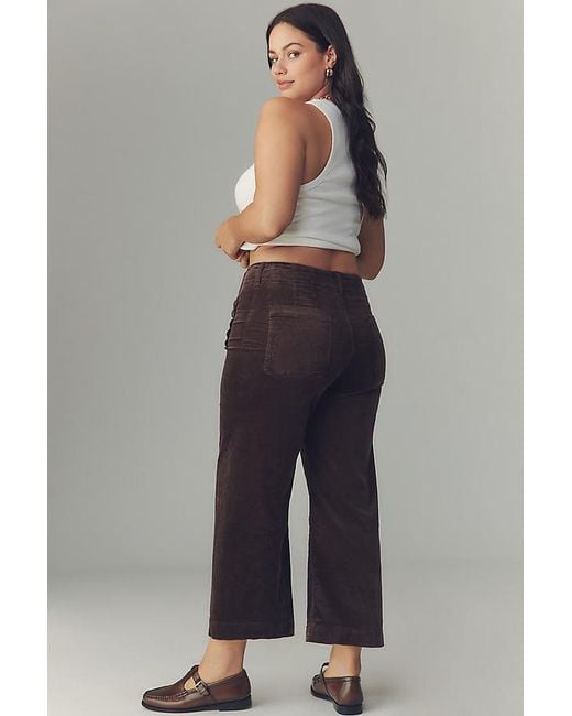 Maeve Brown The Colette Crop Wide-Leg Trousers By Corduroy Scallop Pocket Edition
