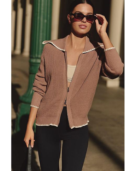 Varley Black Sibley Knitted Zip-Front Jacket