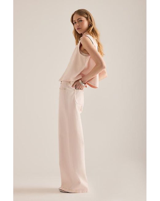 seventy + mochi Natural Bay Blush High-Rise Wide-Leg Jeans