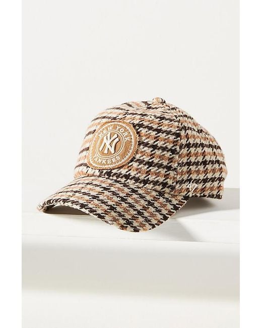47 Yankees Patch Plaid Baseball Cap in Natural Lyst UK