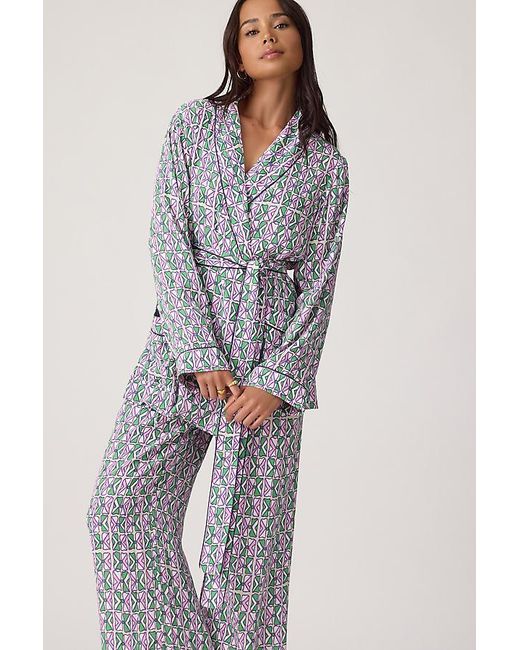 It's 9pm Gray Rizzo Bespa Cream Suit Long Pyjama Set