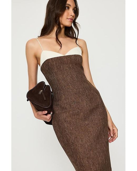Odd Muse Brown Tweed Contrast Detail Maxi Dress