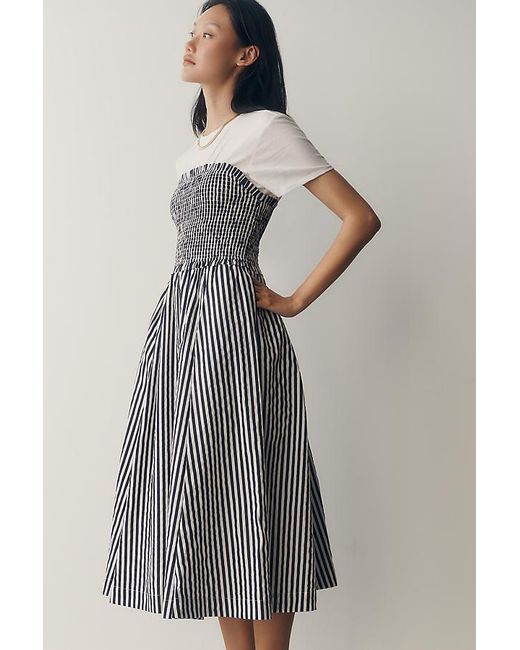 Maeve Gray Layered Midi Twofer Dress