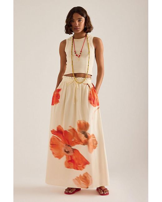 Never Fully Dressed White Blurred Floral Maxi Skirt