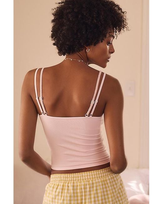 By Anthropologie Brown The Honey Seamless Ribbed Two-Strap Tank Top
