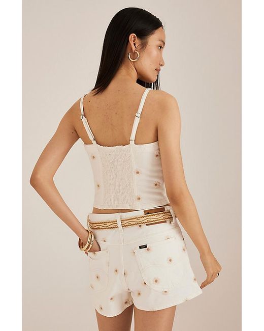 Lee Jeans Brown Daisy Embroidered Button-Front Top