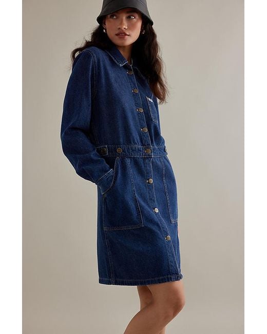 Lee Jeans Blue Workwear Long-sve Denim Mini Dress