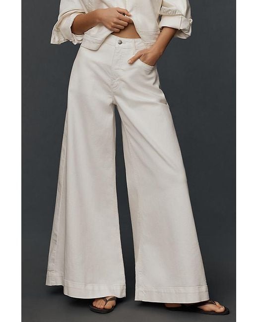 Pilcro Black The Olli Regenerative Cotton High-Rise Wide-Leg Flare Jeans By