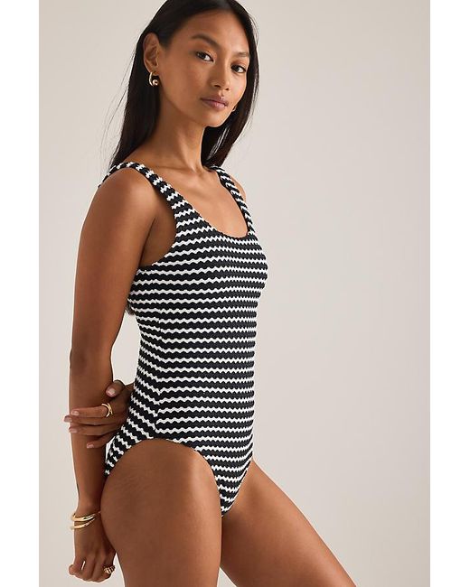 Chelsea Peers Black Textured One-Piece Swimsuit
