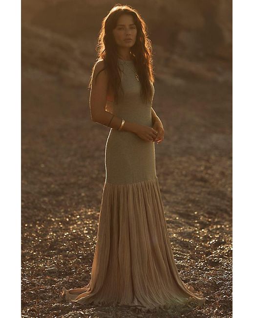 Celandine Metallic-Knit Drop-Waist Maxi Dress in Brown | Lyst UK