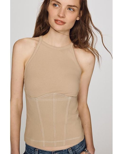 Pilcro Blue High-Neck Tank Top