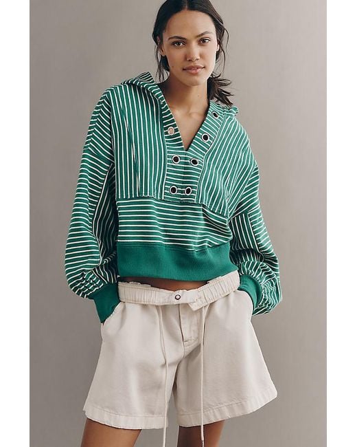 Pilcro Green Cotton Grommet Hoodie