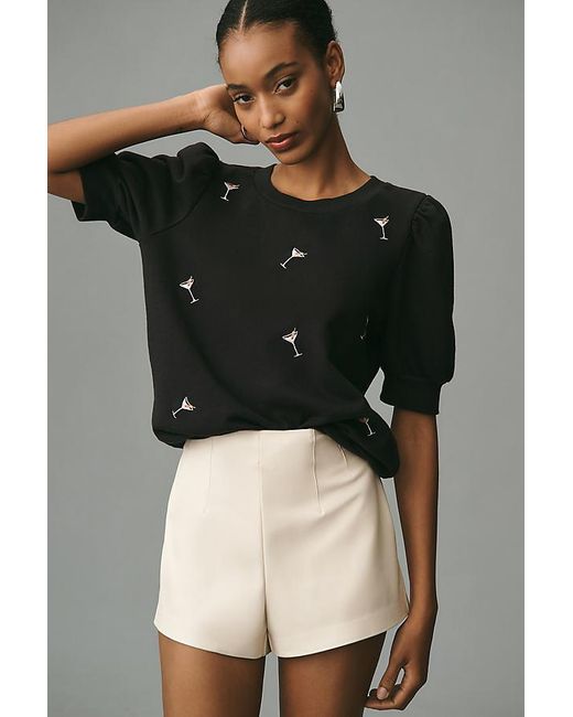 Anthropologie Black T. La Puff-Sleeved Pullover