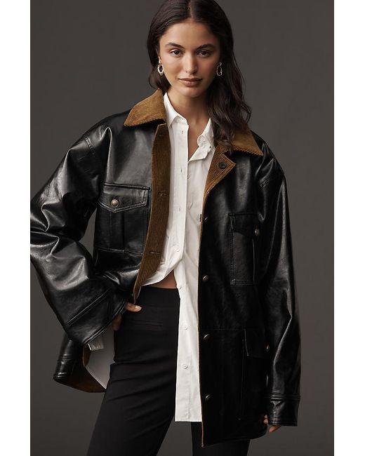 Maeve Black Patent Chore Jacket