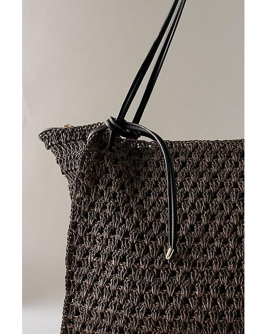 Dolce Vita Black Ravello Raffia Shoulder Bag