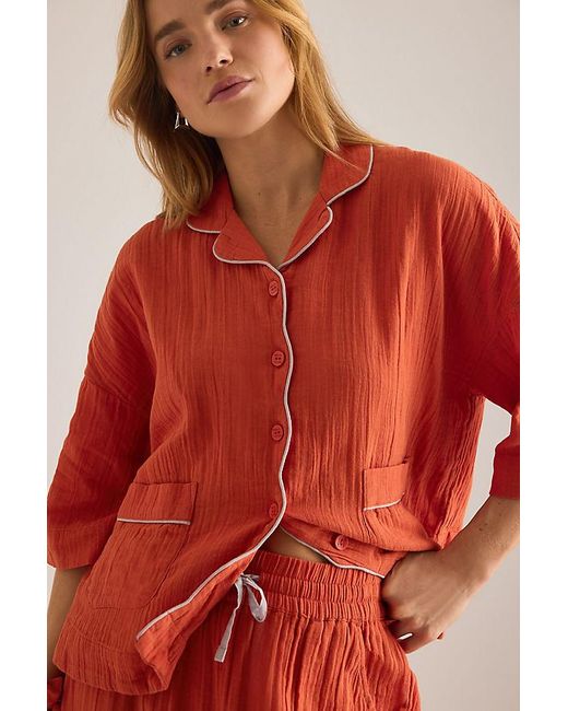 TBCo Red Cotton Long Pyjama Set