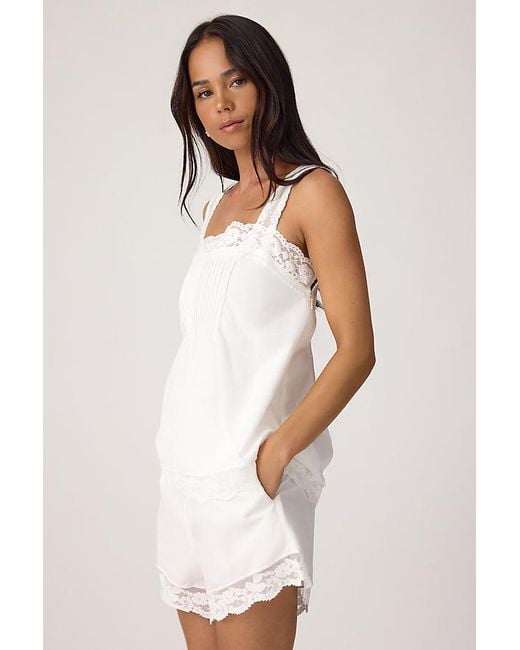 Faithfull The Brand White Cristina Cotton Lace-Hem Shorts