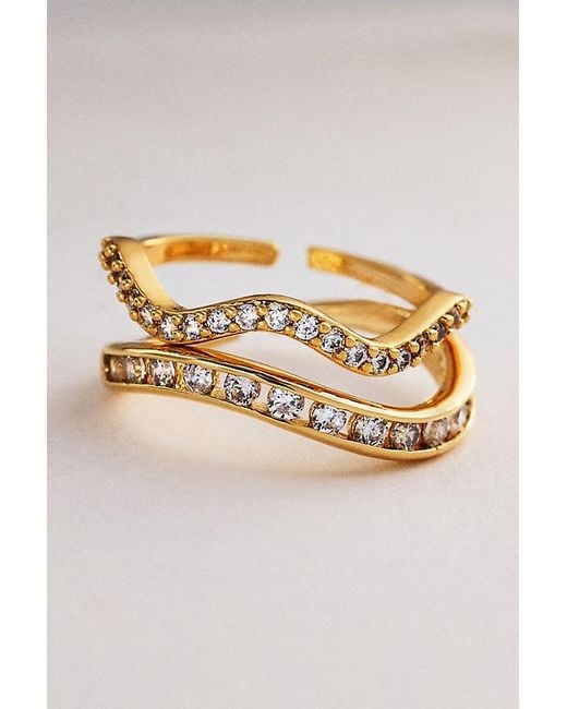 By Anthropologie Metallic Wavy Stacking Ring