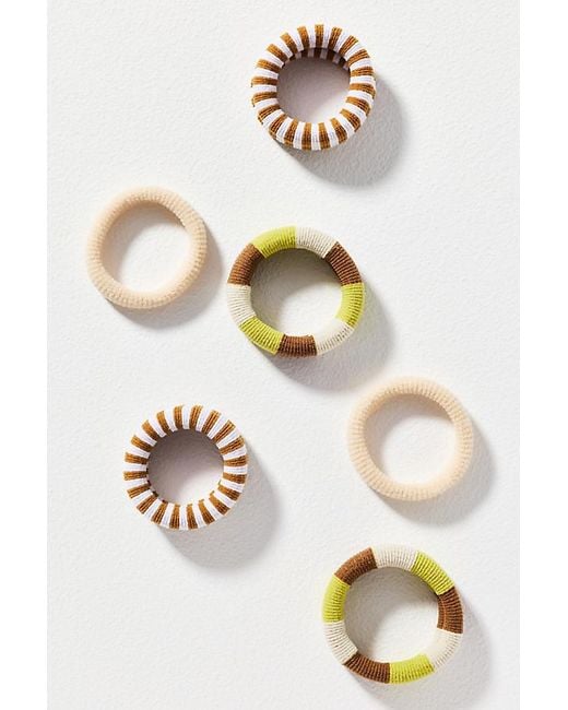 By Anthropologie White Striped Hair Ties, Set Of 6