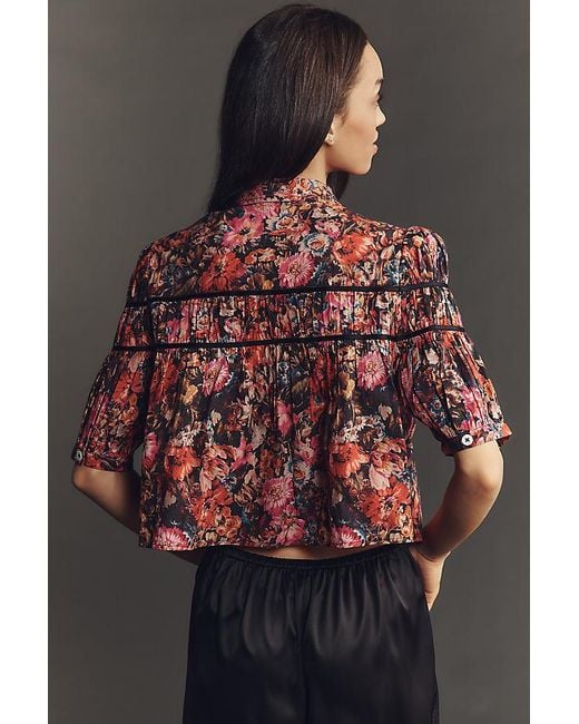 Maeve Gray The Leandra Shirred Yoke Blouse By