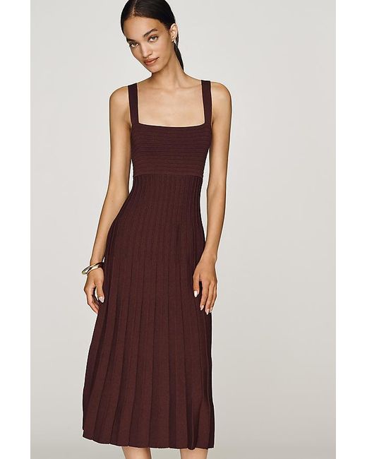 Maeve Purple Sleeveless Pleated Knit Midi Dress