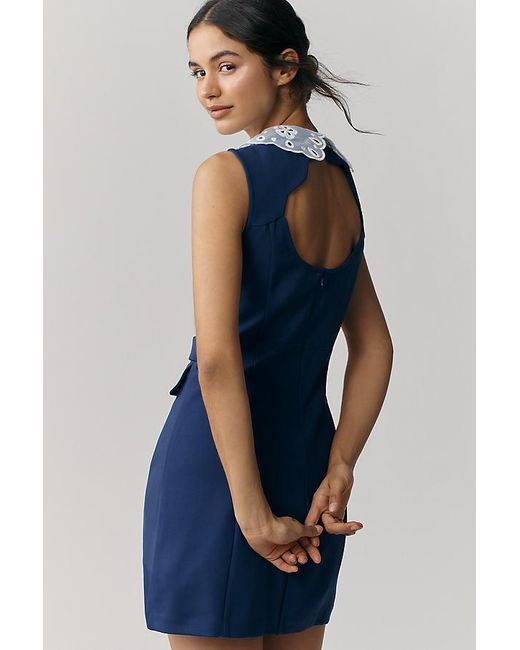 Maeve Blue Sleeveless Retro Collar Playsuit