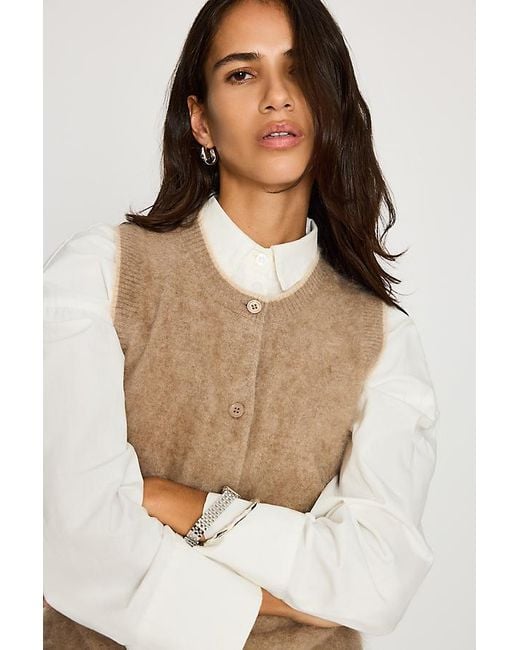 By Anthropologie Natural Brushed Cashmere Sweater Vest