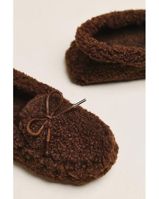 By Anthropologie Brown Sherpa Moccasin Slippers