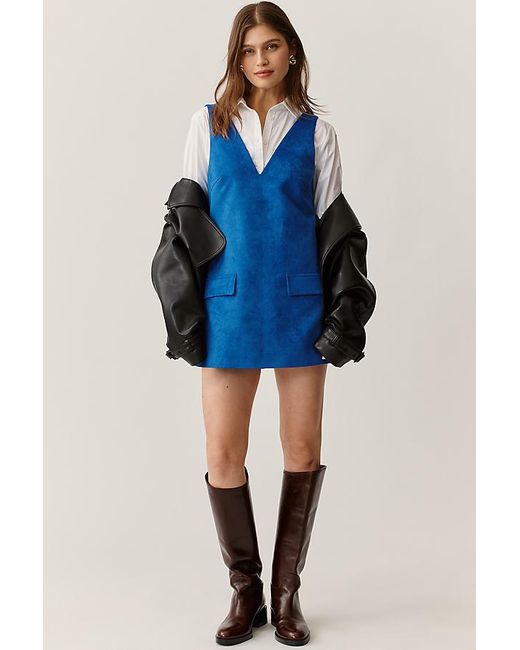 Mare Mare Blue Faux-Suede Sleeveless V-Neck Playsuit