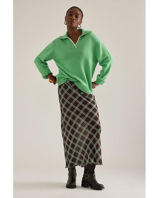 ALIGNE Green Yvonne Semi-Sheer Midi Skirt