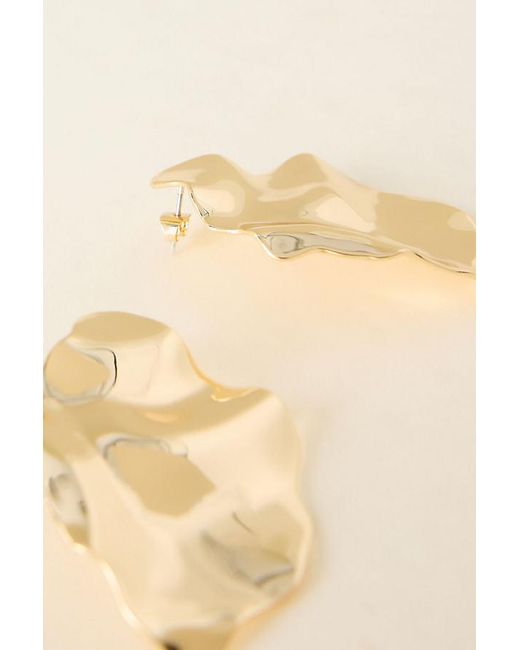 Anthropologie Natural Oversized Hammered Metal Earrings