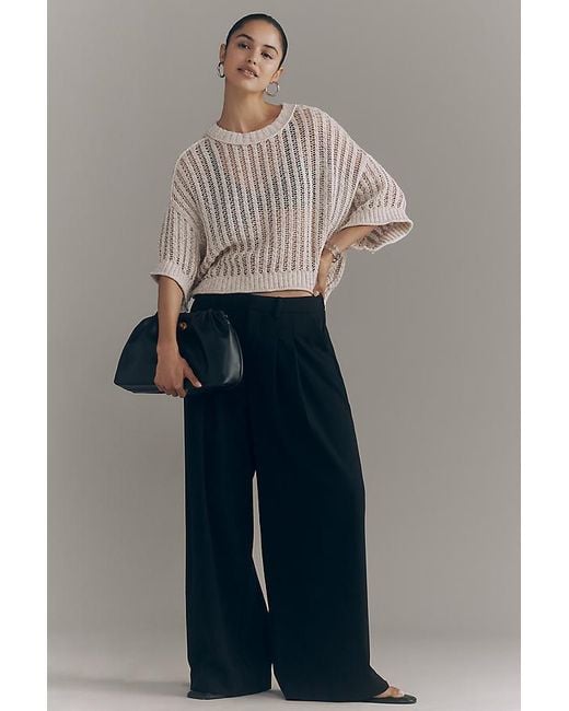 By Anthropologie Brown Goldie Corded Mesh Crew-Neck Jumper