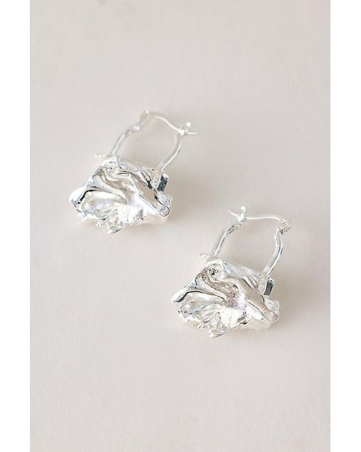 By Anthropologie Metallic Hammered Hoop Earrings