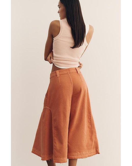 Pilcro Orange Regenerative Cotton Circle Crop High-Rise Culotte Jeans