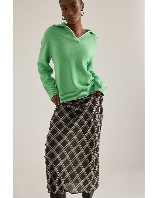 ALIGNE Green Yvonne Semi-Sheer Midi Skirt