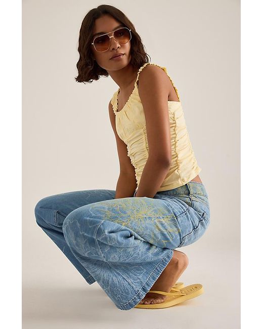 Pilcro Blue High-Rise Wide-Leg Drawstring Jeans