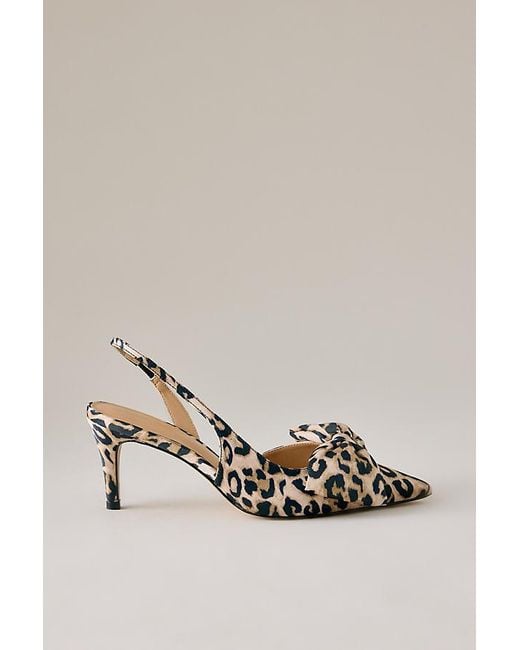 By Anthropologie Multicolor Leopard Satin Bow Slingback Heels