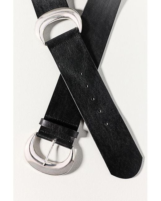 By Anthropologie Black Oval Double-Buckle Belt