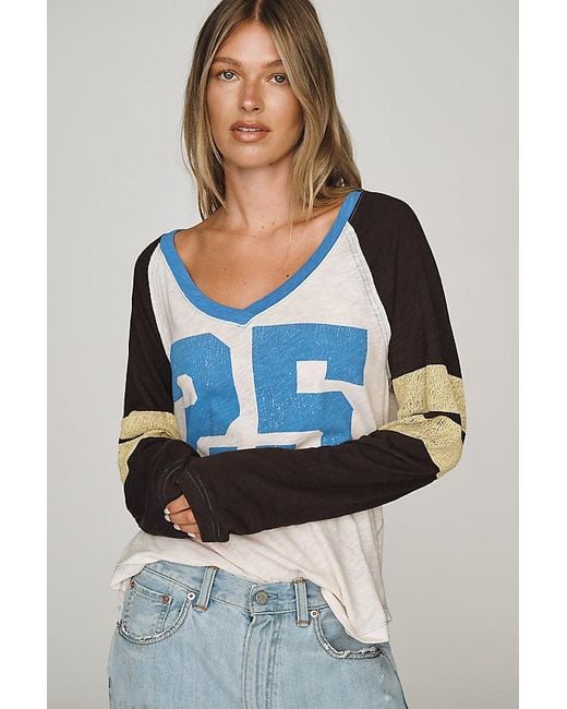 Pilcro Blue Cotton Long-Sleeve Varsity Shirt