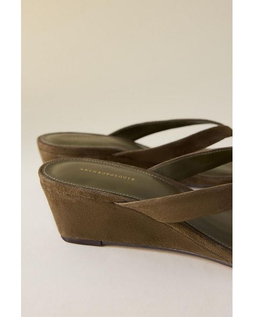 By Anthropologie Natural Wedge Thong Heels