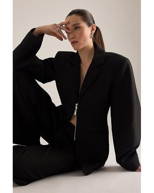 Gestuz Black Zitta Zip-Front Blazer