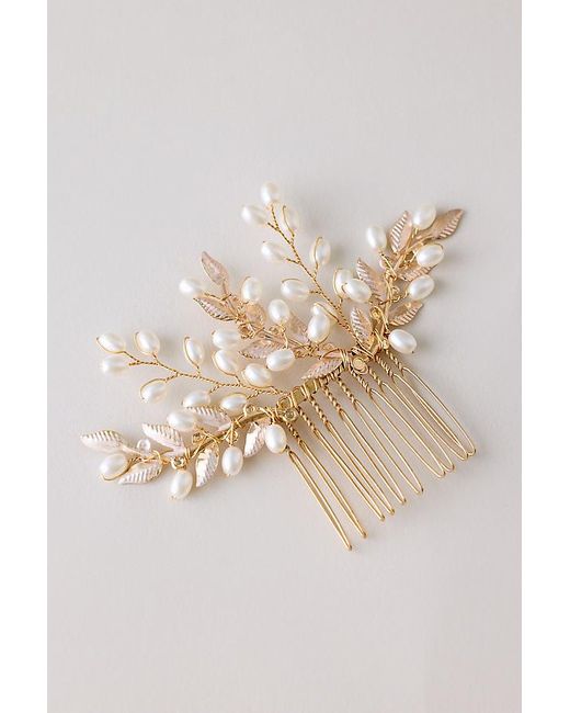 Anthropologie Natural Pearl Floral Bridal Hair Comb