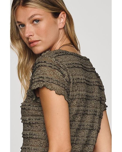 By Anthropologie Green Lace Ruffle Baby T-Shirt