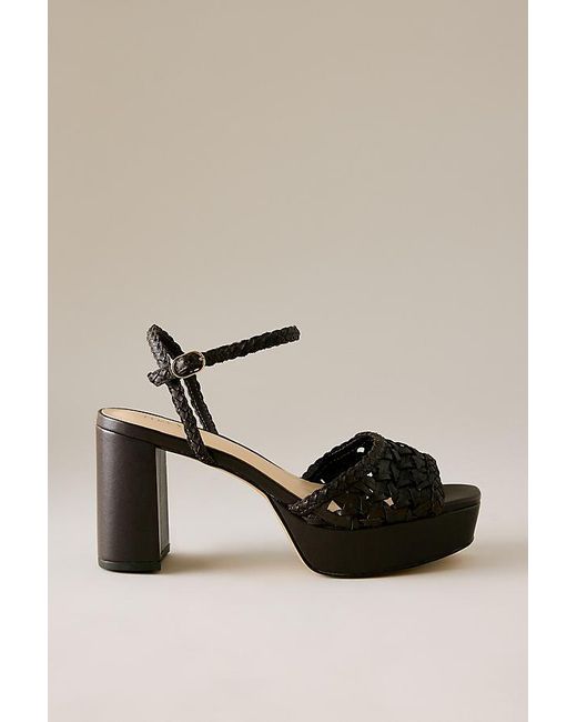 By Anthropologie Brown Woven Platform Heels