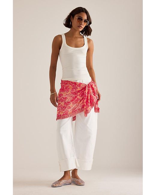 Celandine Red Fringed Pattern Mini Sarong