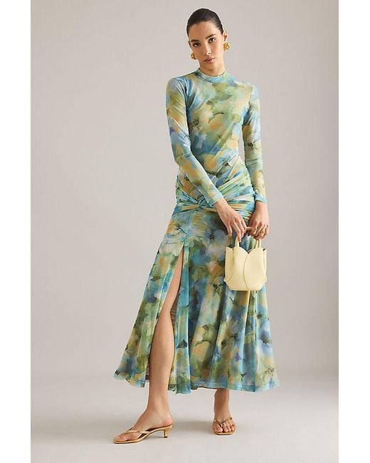 Bardot Green Lea Floral Mesh Midi Dress