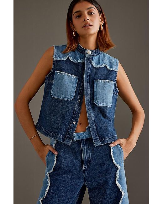 seventy + mochi Blue Ari Denim Waistcoat