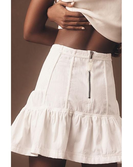 Pilcro Brown Lexi Seamed Twofer Mini Skirt