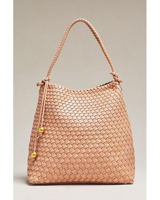 By Anthropologie Natural Woven Knotted-Strap Bucket Bag